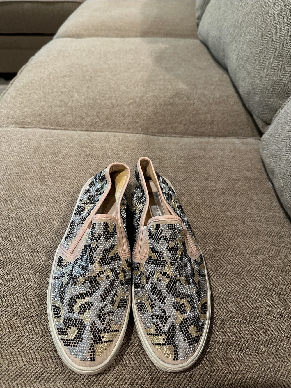 INC International Concepts Leopard Beaded Slip-On Sneakers in Neutral and Pink